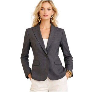 Jones New York Petite Gray Stretch Blazer Jacket Career Work 6P